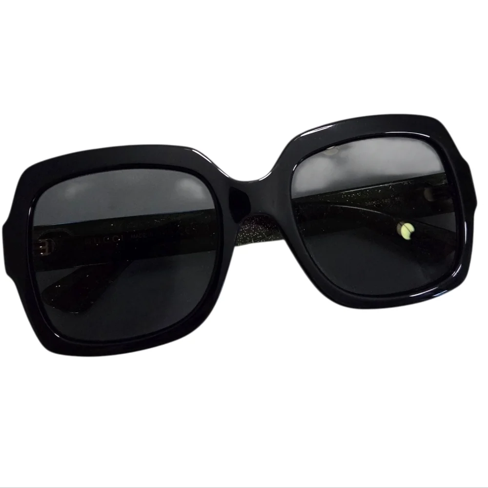 Gucci Women's Sunglasses with Black Frame and Red & Green Accents With Gold Logo